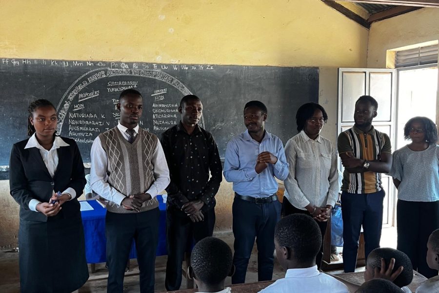 The PPG mentorship team being introduced to pupils at the start of a school session