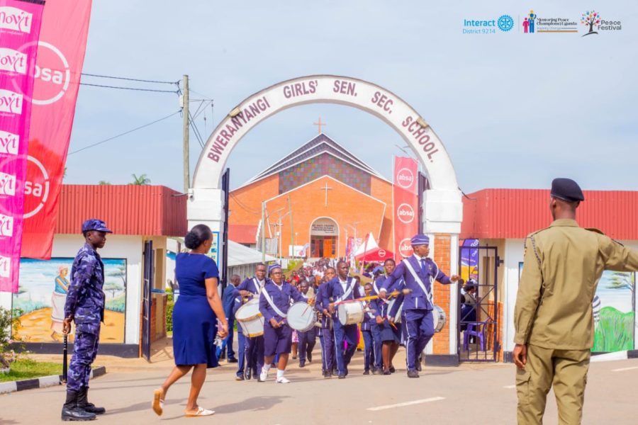 The Peace Festival procession entering Bweranyangi Girls Senior Secondary School